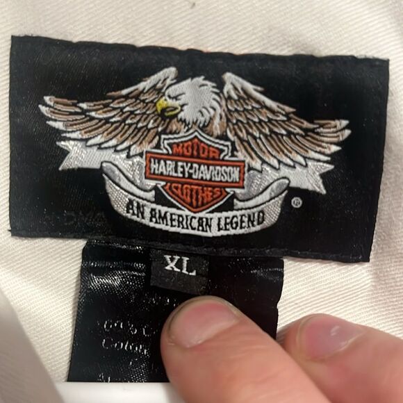 Harley-Davidson White Men's Button Up Shirt, size XL - Picture 5 of 5